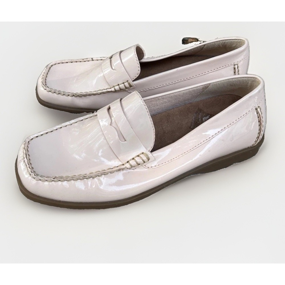 A2 by Aerosoles Two Sew Womens 8.5 B Pink Patent Penny Loafers Square Toe Flat